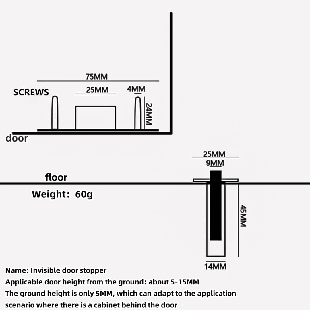Invisible door stopper diagram