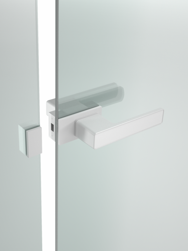 matt dawb qhov rooj kov rau iav qhov rooj tsis slim aluminium ncej