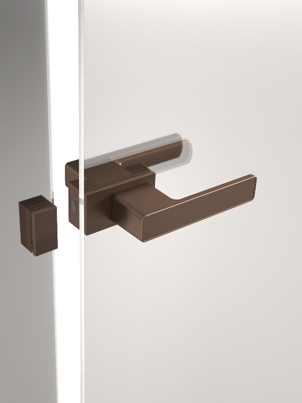 Satin champagne qhov rooj kov rau iav qhov rooj tsis muaj slim aluminium ncej