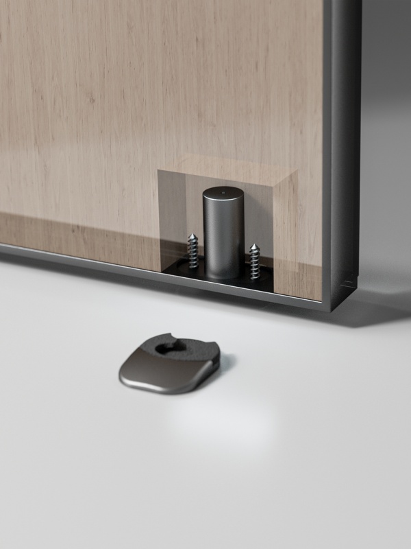 Hidden door stopper rau cov qhov rooj ntoo