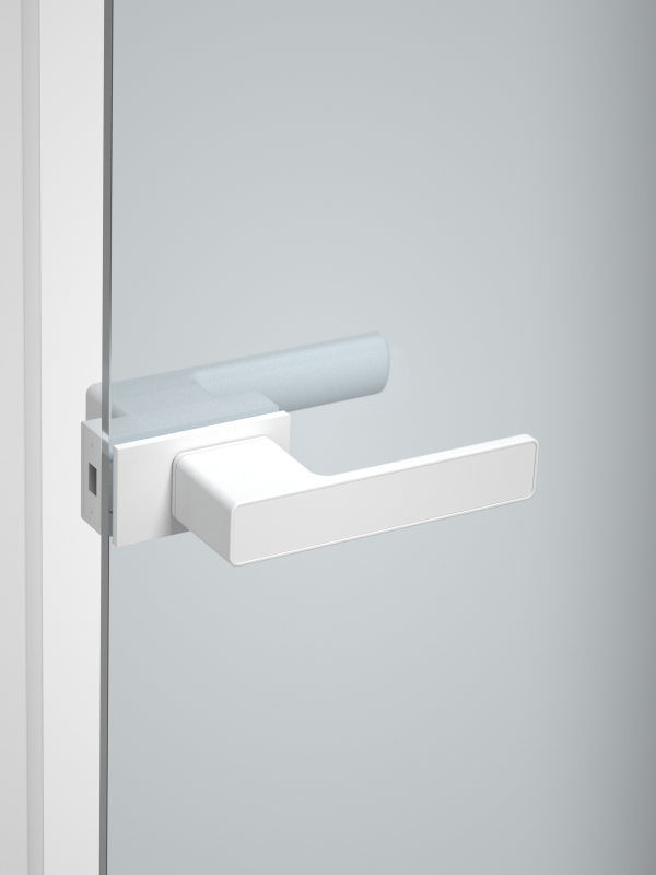 Matt dawb qhov rooj kov rau iav qhov rooj tsis muaj slim aluminium ncej ntawm sash