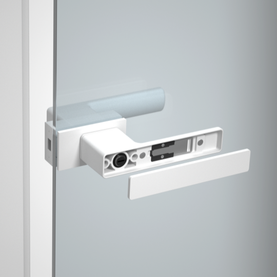 Matt dawb qhov rooj xauv rau iav qhov rooj tsis slim aluminium ncej ntawm sash