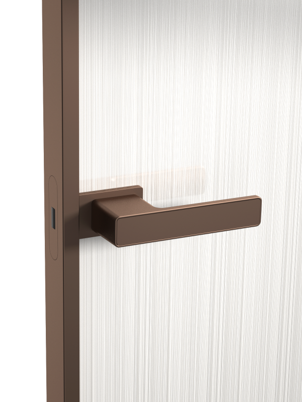 tshwj xeeb minimalist satin champagne qhov rooj kov rau iav qhov rooj nrog slim aluminium ncej