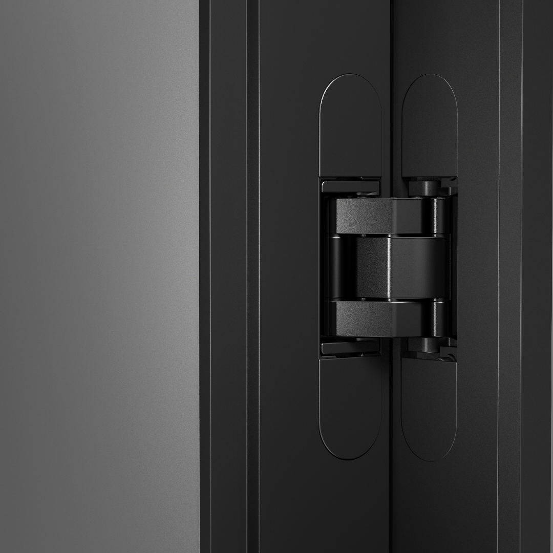 matt black door hinge hardware at Yalis
