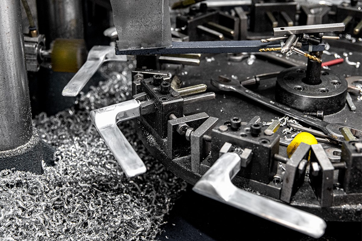 A door hardware factory with its own production line