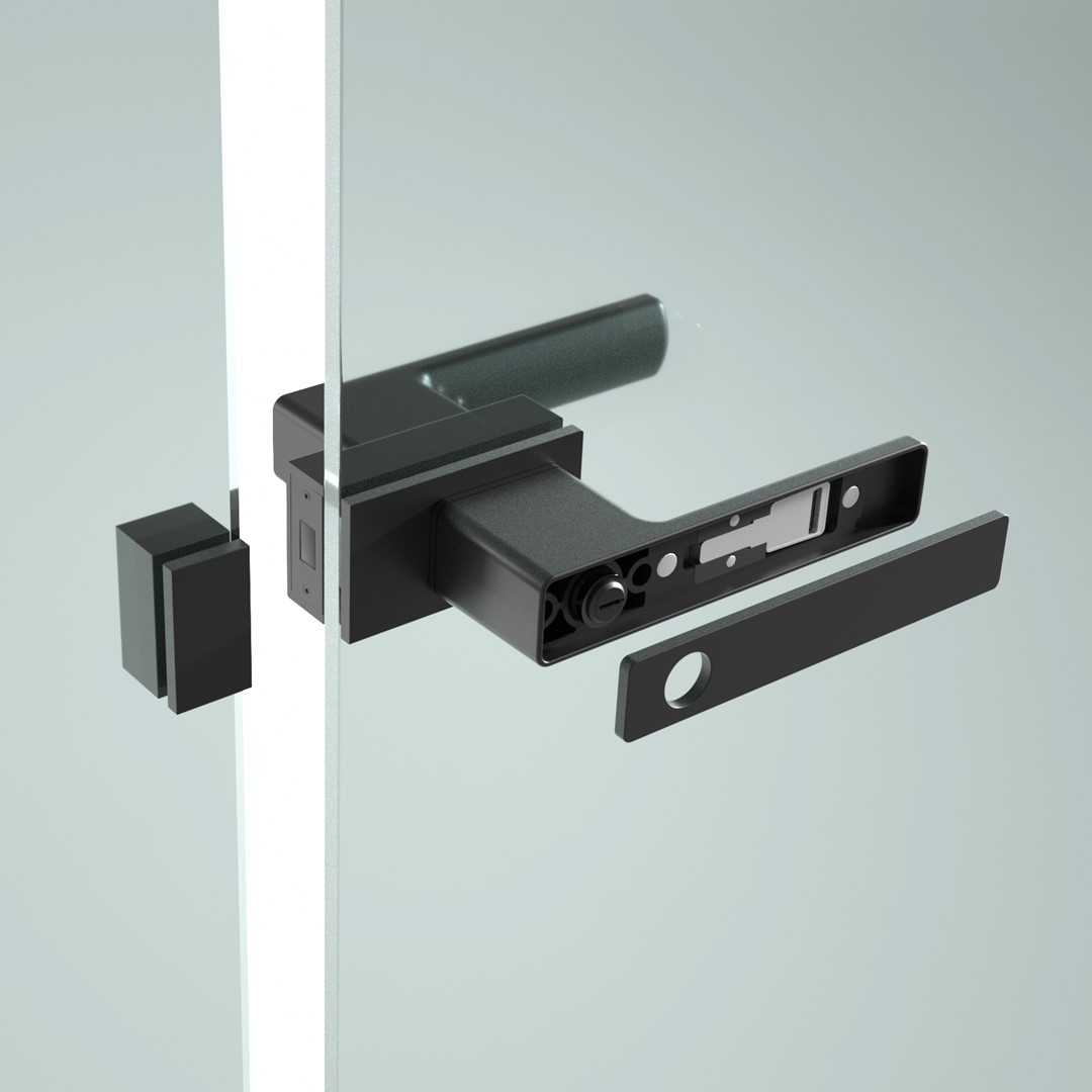 Exclusive Minimalist Door Handle For Glass Door Without Slim Aluminum Frame-Matt Black