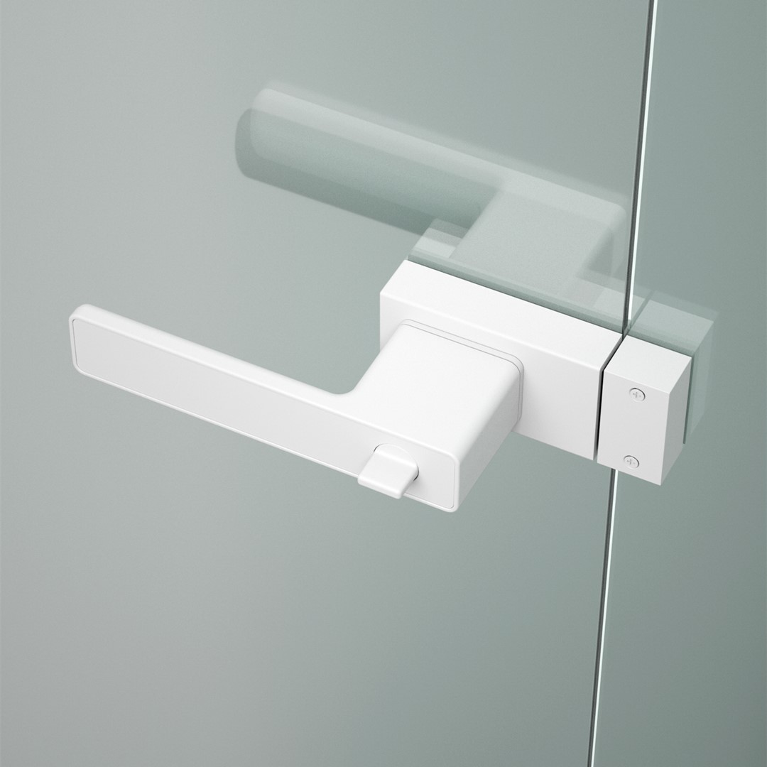 Exclusive Minimalist Door Handle For Glass Door Without Slim Aluminum Frame-Matt White