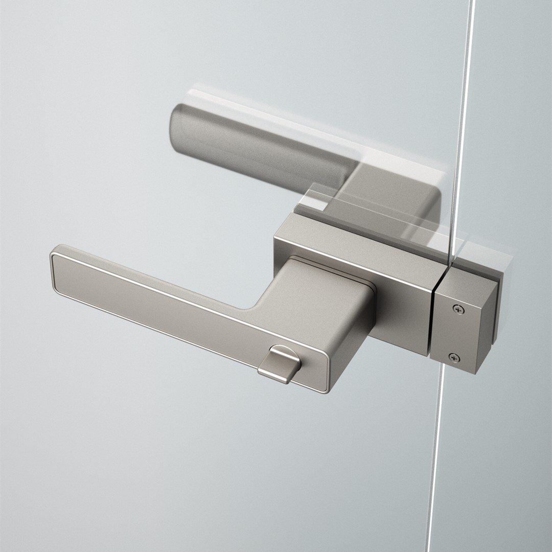 Exclusive Minimalist Door Handle For Glass Door Without Slim Aluminum Frame-Platinum Grey