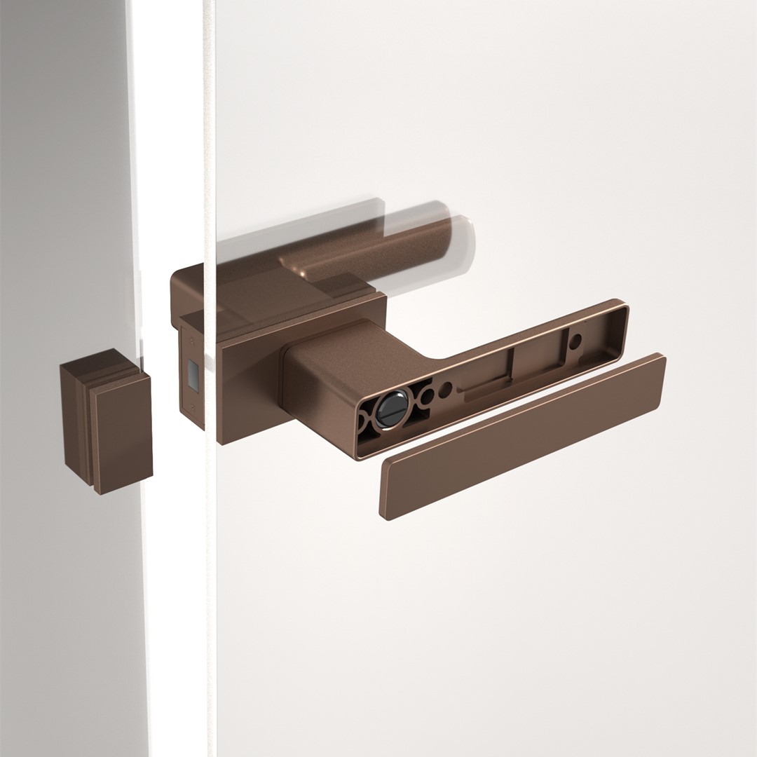 Exclusive Minimalist Door Handle For Glass Door Without Slim Aluminum Frame-Satin Champagne