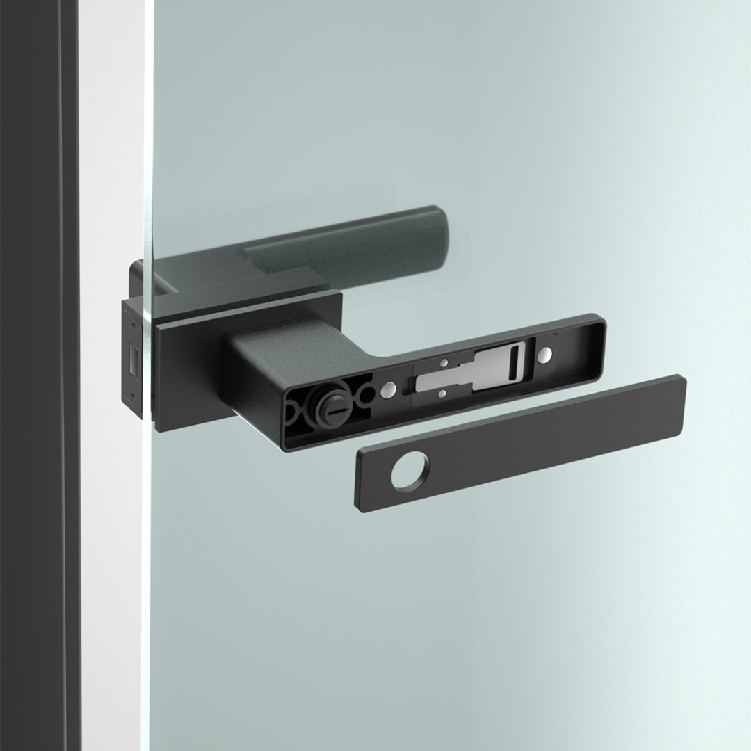 Exclusive Minimalist Door Handle For Glass Door Without Slim Aluminum Frame On Sash-Matt Black