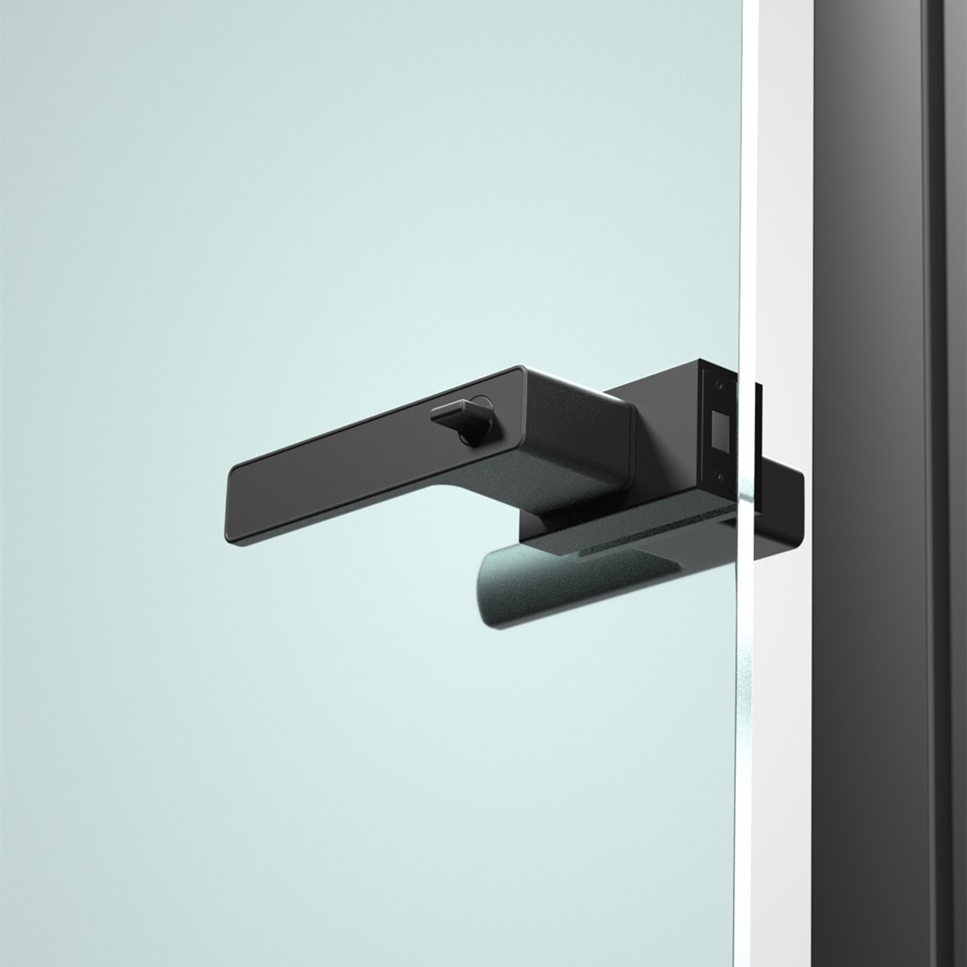 Exclusive Minimalist Door Handle For Glass Door Without Slim Aluminum Frame On Sash-Matt Black