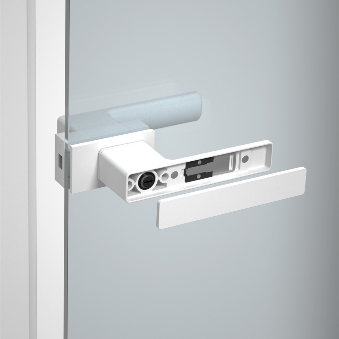 Exclusive Minimalist Door Handle For Glass Door Without Slim Aluminum Frame On Sash-Matt White