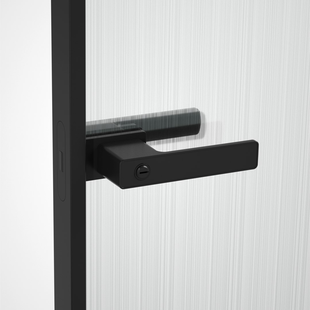 Exclusive Minimalist Door Handle For Glass Door With Slim Aluminum Frame-Matt Black