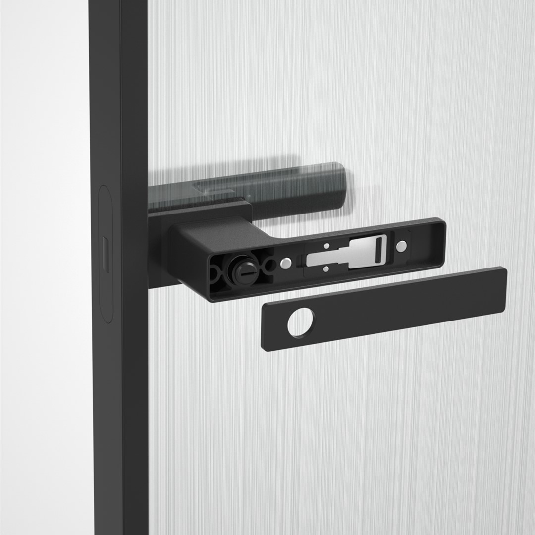 Exclusive Minimalist Door Handle For Glass Door With Slim Aluminum Frame-Matt Black