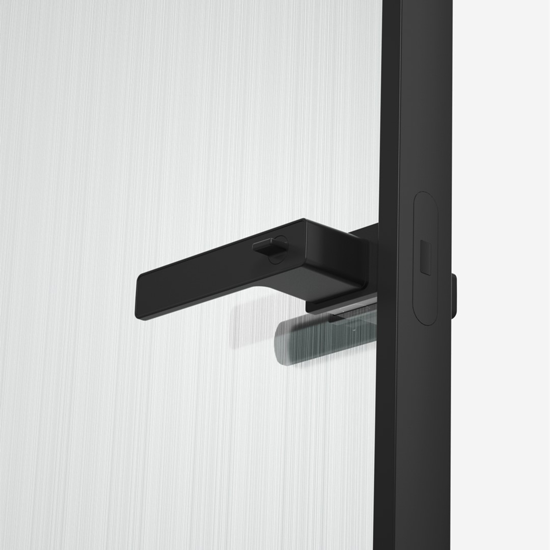 Exclusive Minimalist Door Handle For Glass Door With Slim Aluminum Frame-Matt Black