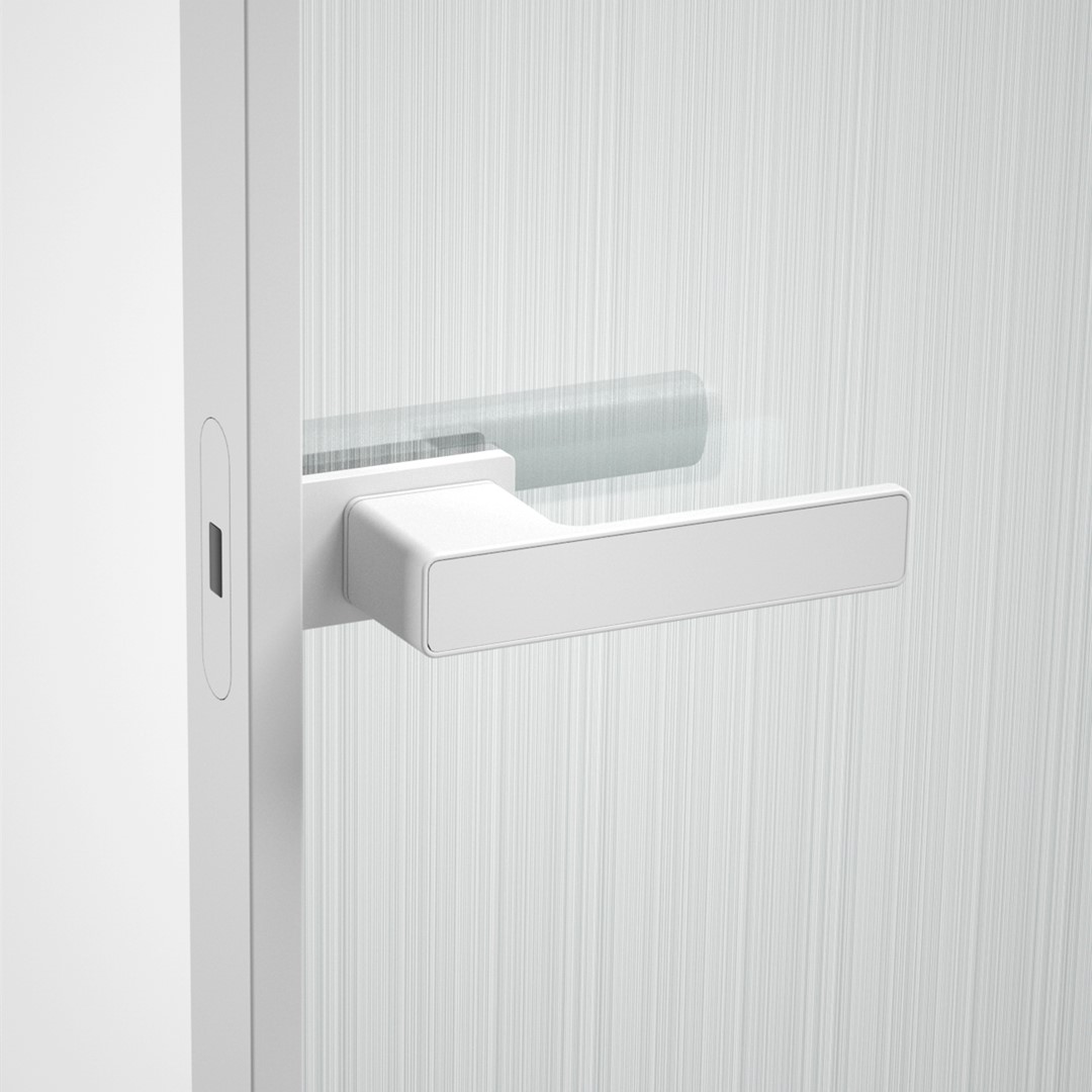Exclusive Minimalist Door Handle For Glass Door With Slim Aluminum Frame-Matt White
