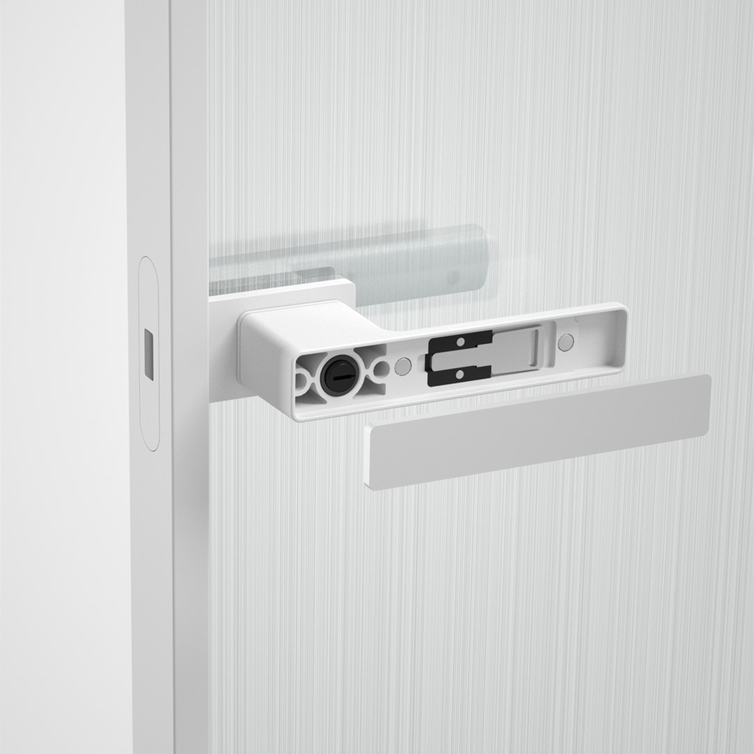 Exclusive Minimalist Door Handle For Glass Door With Slim Aluminum Frame-Matt White