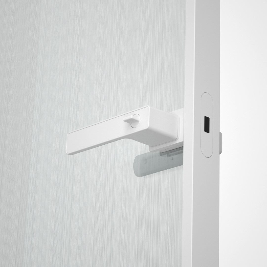 Exclusive Minimalist Door Handle For Glass Door With Slim Aluminum Frame-Matt White