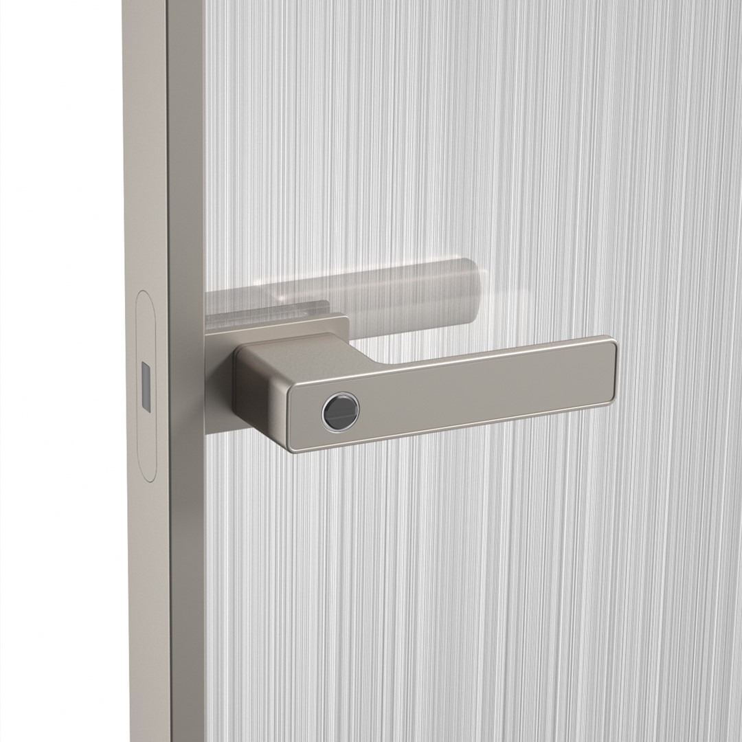 Exclusive Minimalist Door Handle For Glass Door With Slim Aluminum Frame-Platinum Grey