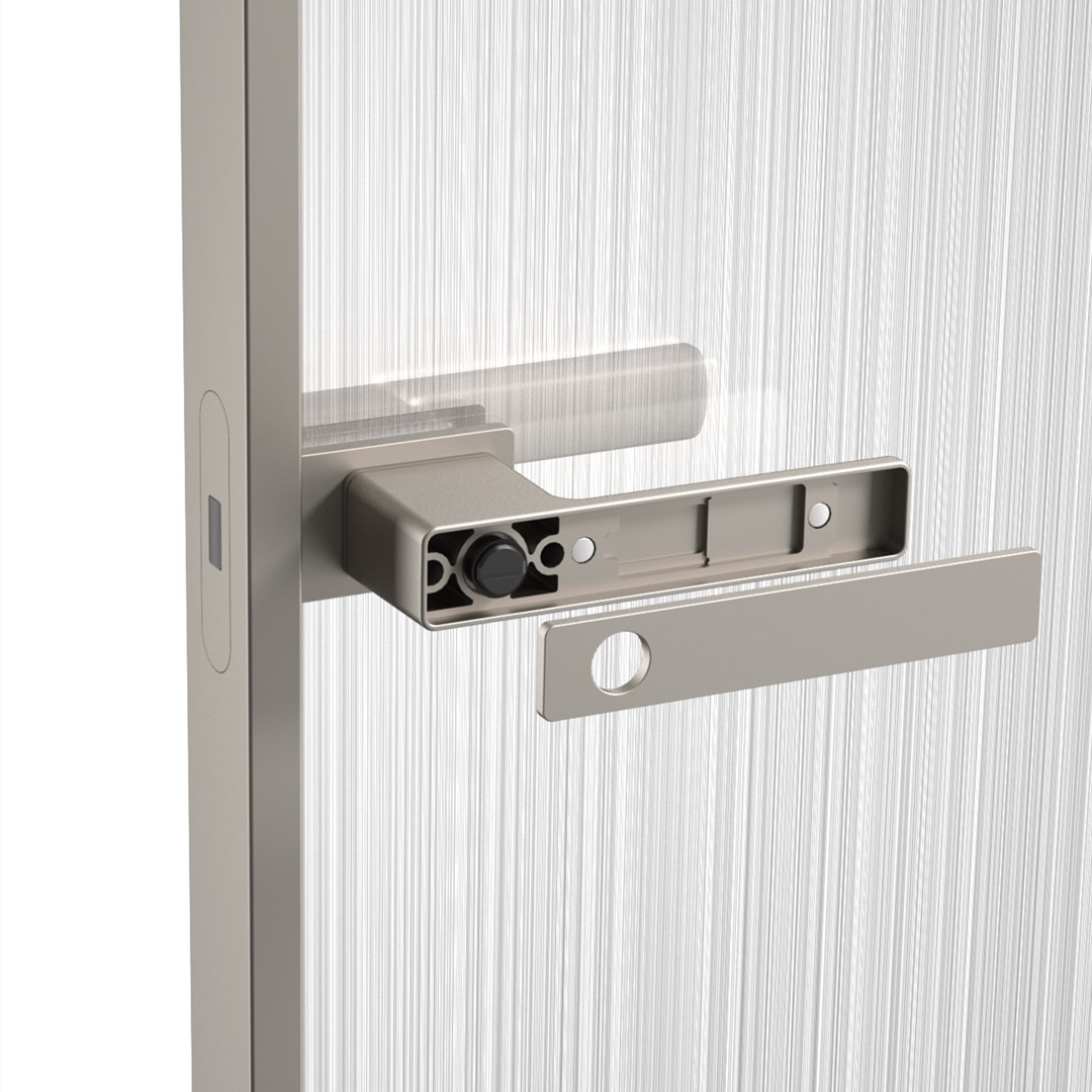 Exclusive Minimalist Door Handle For Glass Door With Slim Aluminum Frame-Platinum Grey