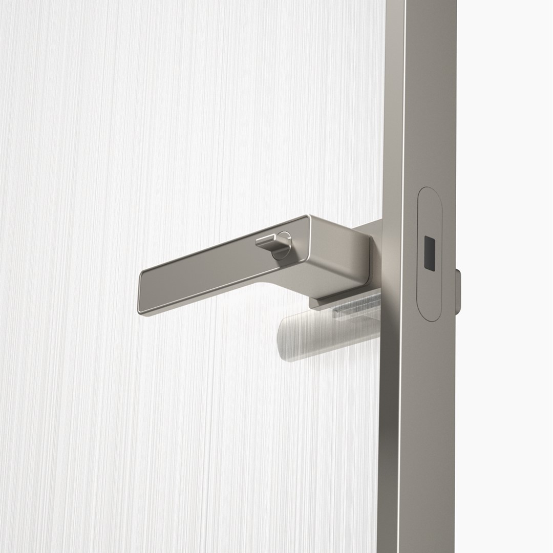 Exclusive Minimalist Door Handle For Glass Door With Slim Aluminum Frame-Platinum Grey