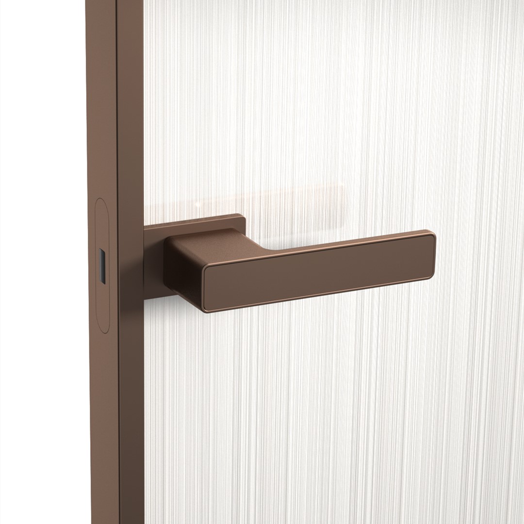 Exclusive Minimalist Door Handle For Glass Door With Slim Aluminum Frame-Satin Champagne