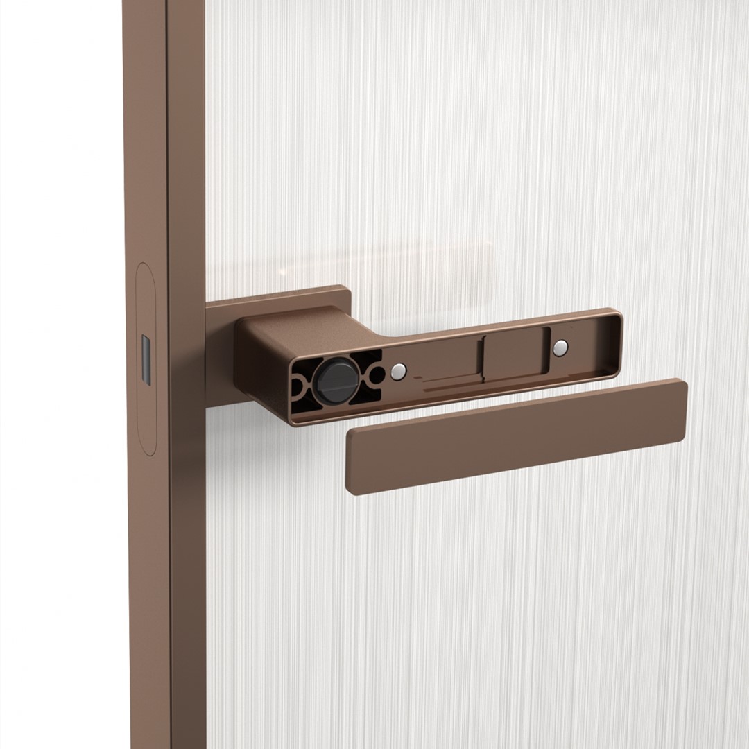 Exclusive Minimalist Door Handle For Glass Door With Slim Aluminum Frame-Satin Champagne